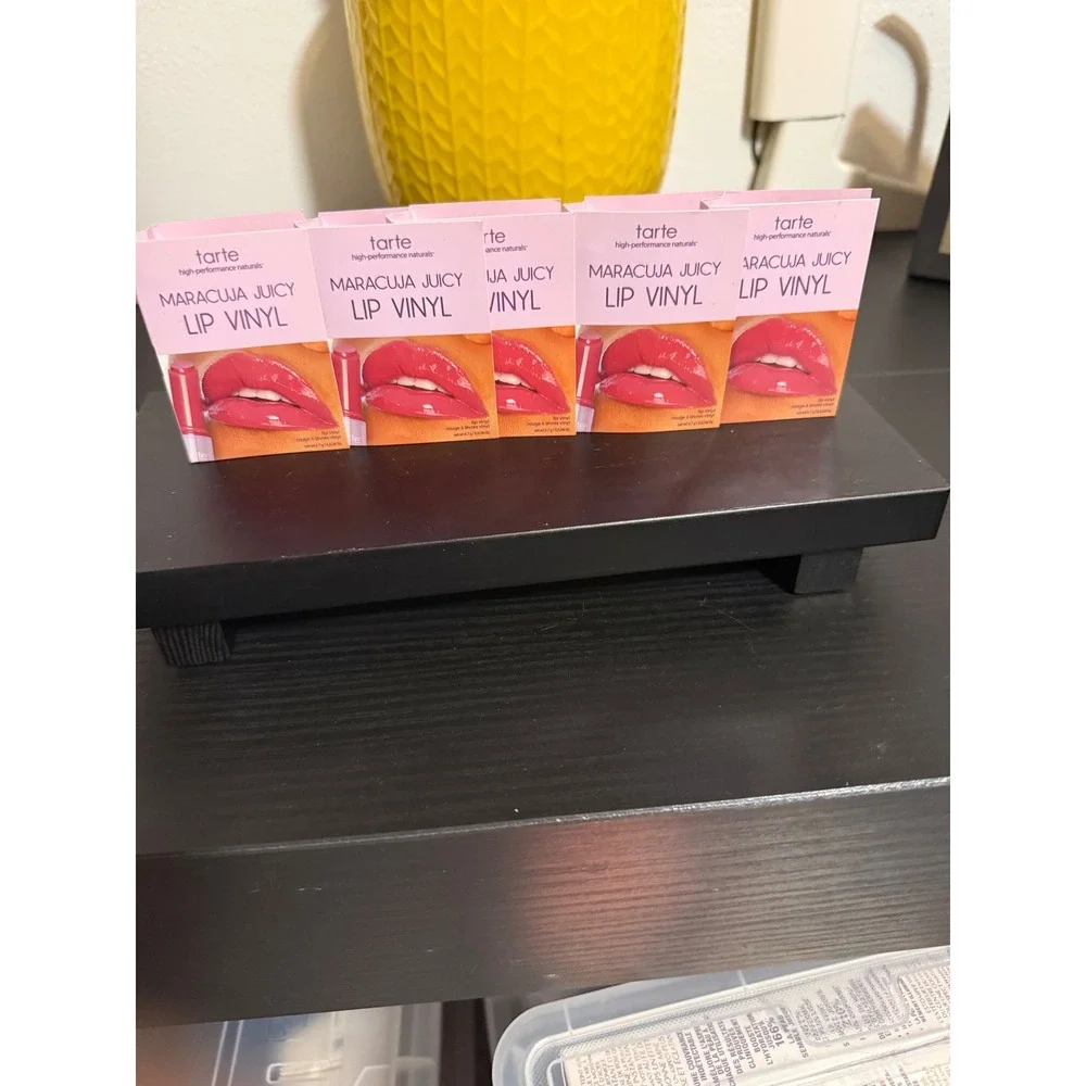 Lot of 5 Tarte Maracuja Juicy Lip Vinyl Rosy Mauve Sample Cards New